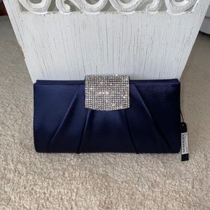 Navy blue rhinestone clutch purse